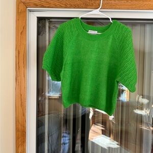 & Other Stories Vibrant Green Short-Sleeve Crop Sweater